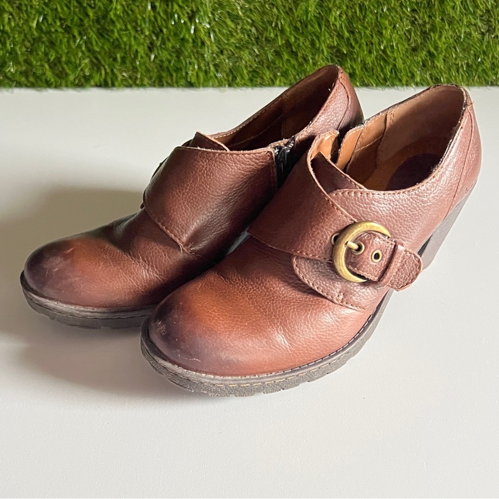 B.O.C. Leather Heeled Strap Mary Jane Shoes Booties 9